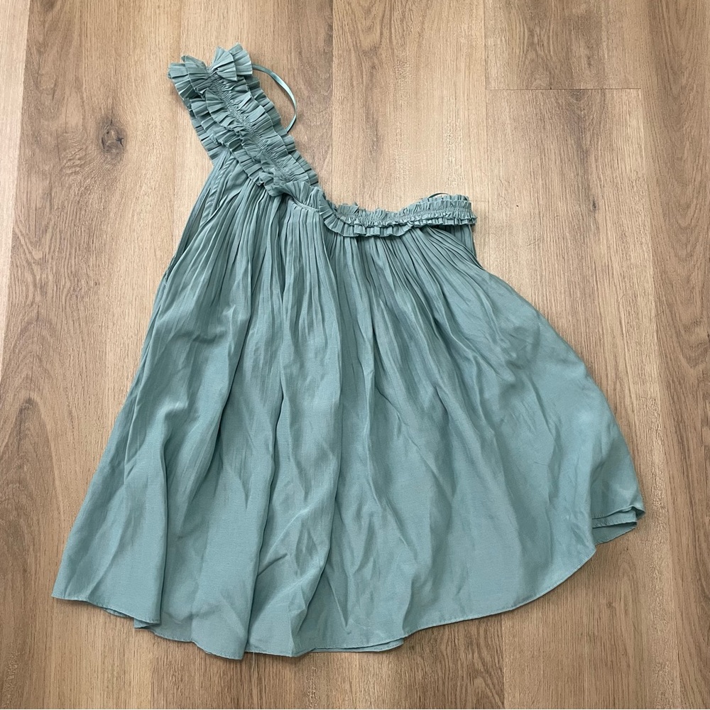 DO+BE Sage Green One Shoulder Ruffle Top in Size Small
